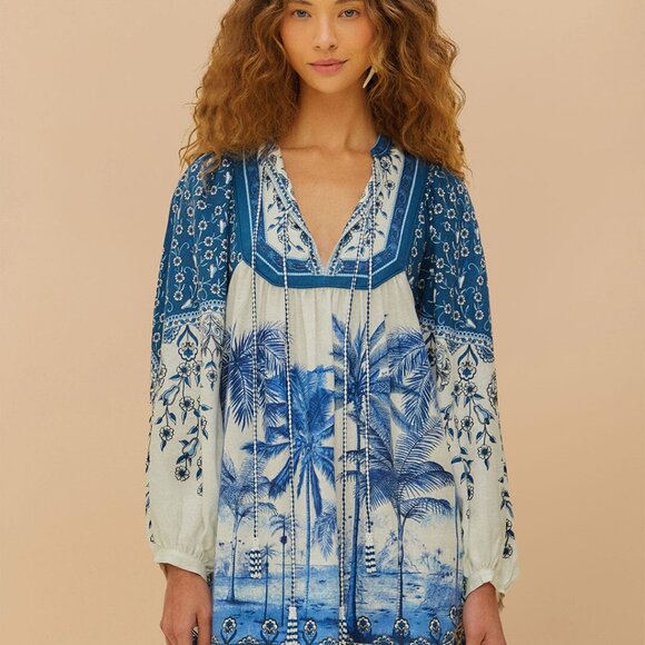 Off-White Palm Tree Beach Mini Dress - Picture 3 of 4